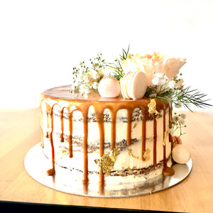 Floral drip cake w gold - from $120